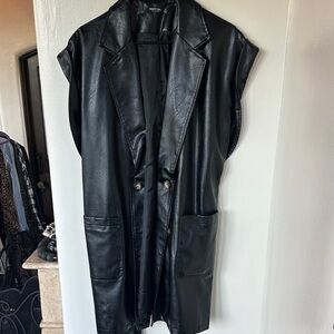 Nasty Gal Black Faux Leather Sleeveless Jacket